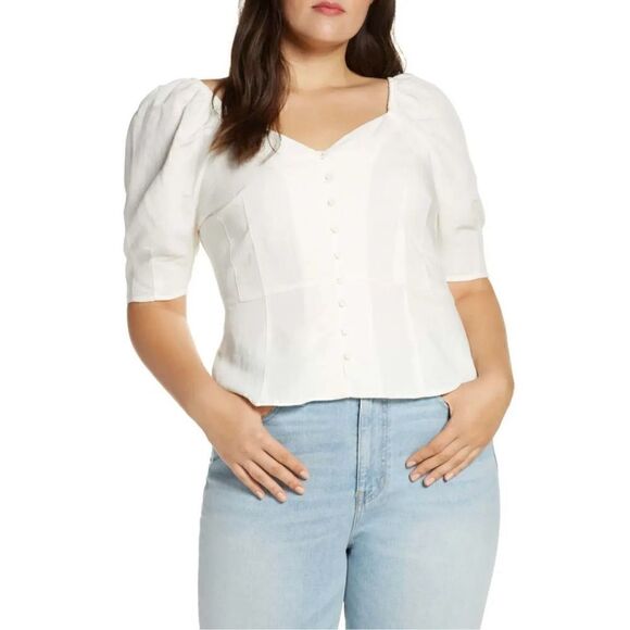 NWT Something Navy Button Front Fitted Top - Picture 1 of 6